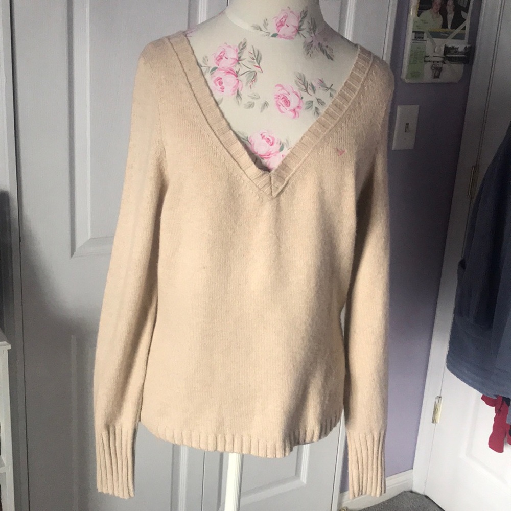 American Eagle Outfitters Tan V-Neck Sweater